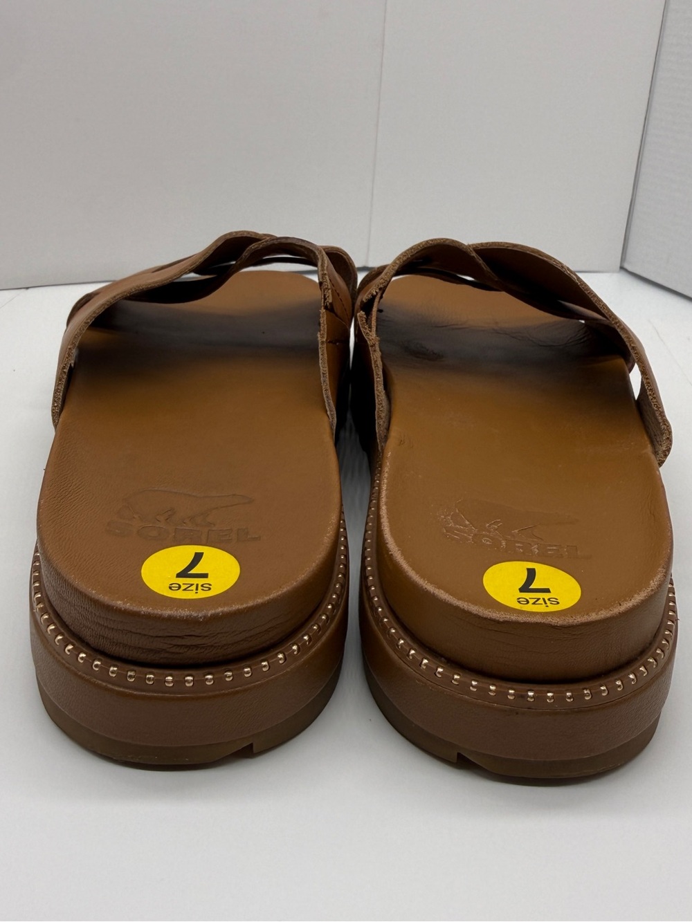 Sorel Roaming Criss Cross Sandals Size 7 Womens Brown Leather Casual Slip On - Picture 5 of 8